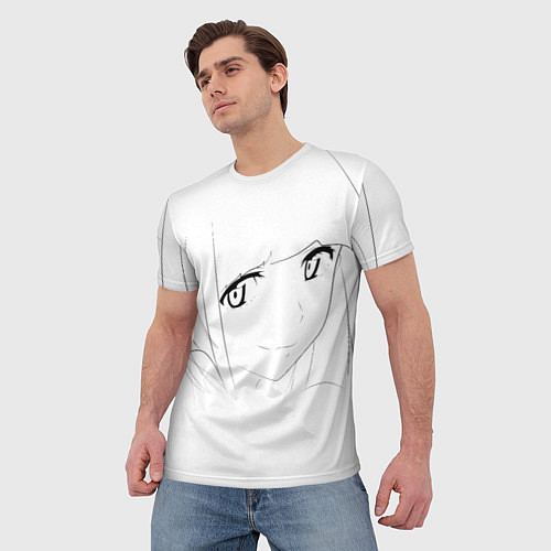 Мужская футболка Аниме девочка скетч / 3D-принт – фото 3