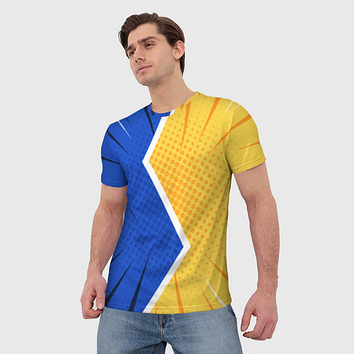 Мужская футболка Желто-синяя молния / 3D-принт – фото 3