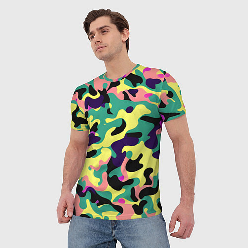 Мужская футболка Неоновый камуфляж / 3D-принт – фото 3