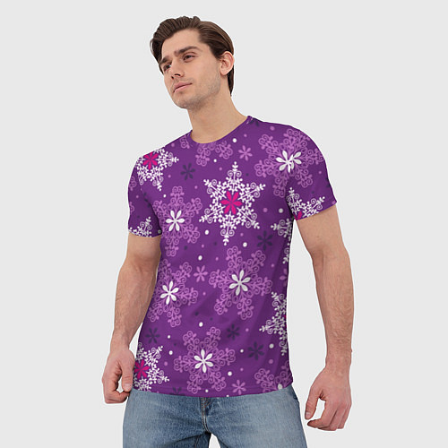 Мужская футболка Violet snow / 3D-принт – фото 3