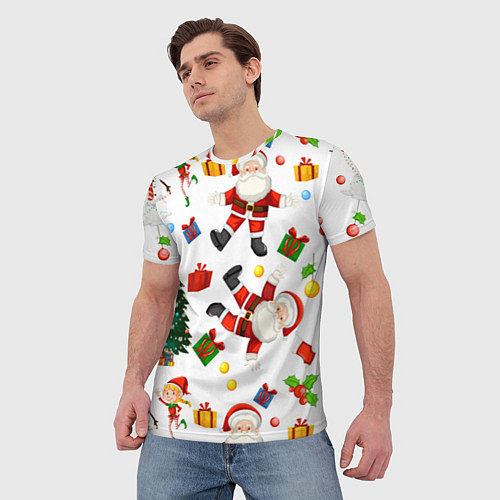 Мужская футболка Танцы с Сантой возле ёлки / 3D-принт – фото 3
