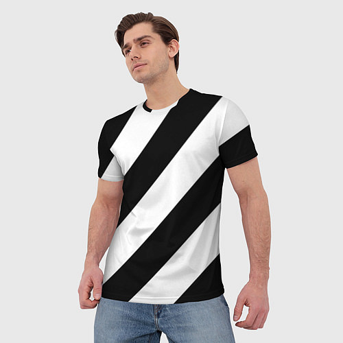 Мужская футболка Черно-белые полосы / 3D-принт – фото 3