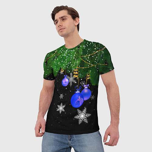 Мужская футболка Новогодние шарики / 3D-принт – фото 3