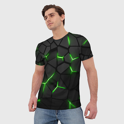 Мужская футболка Green neon steel / 3D-принт – фото 3
