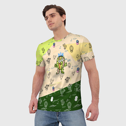 Мужская футболка Кактус и кактусы / 3D-принт – фото 3