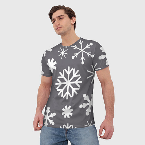 Мужская футболка Snow in grey / 3D-принт – фото 3