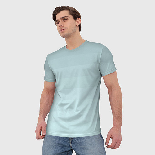 Мужская футболка Голубые горизонтальные полосы, градиент / 3D-принт – фото 3