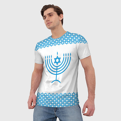 Мужская футболка Ханука праздник свечей / 3D-принт – фото 3
