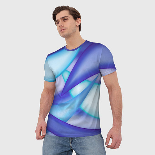 Мужская футболка Синие разводы / 3D-принт – фото 3