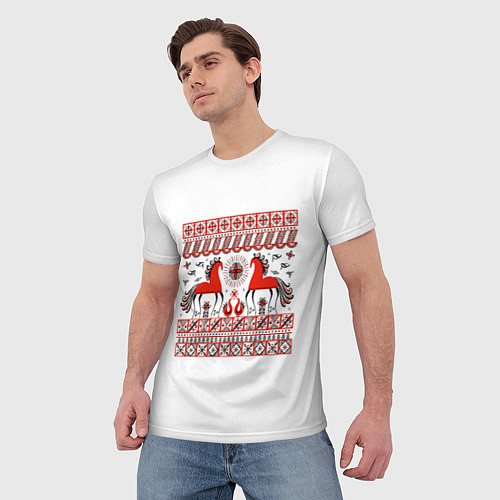 Мужская футболка Мезенские кони / 3D-принт – фото 3