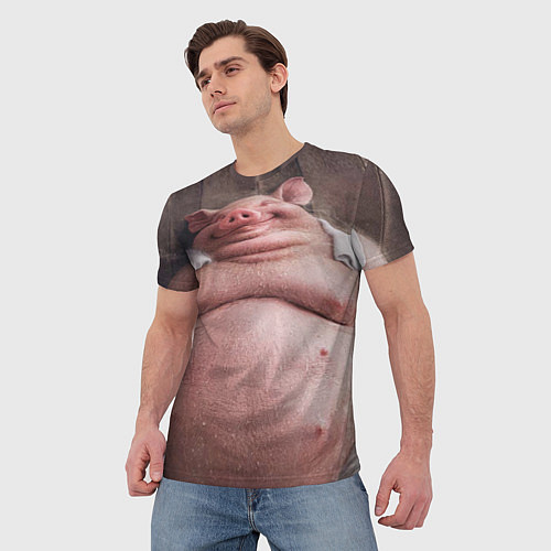 Мужская футболка Свинья сидит в сауне / 3D-принт – фото 3