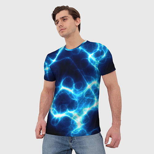 Мужская футболка Молния грозовая - электрические разряды / 3D-принт – фото 3