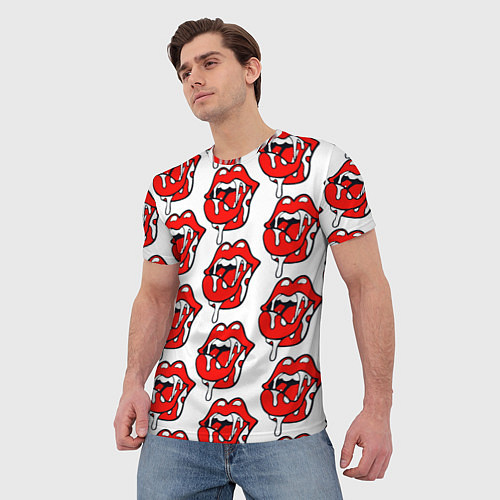 Мужская футболка Ахегао губы с языком в стиле поп арт / 3D-принт – фото 3