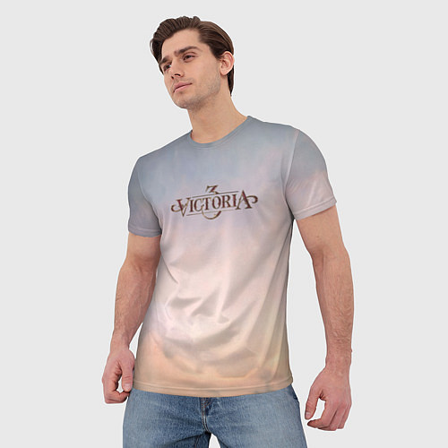Мужская футболка Victoria 3 на фоне облаков / 3D-принт – фото 3