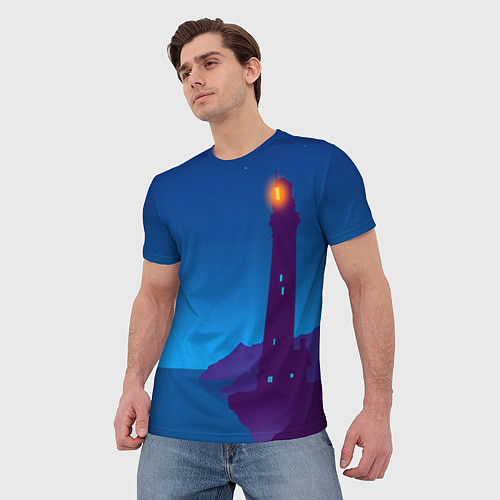 Мужская футболка Маяк в ночи / 3D-принт – фото 3