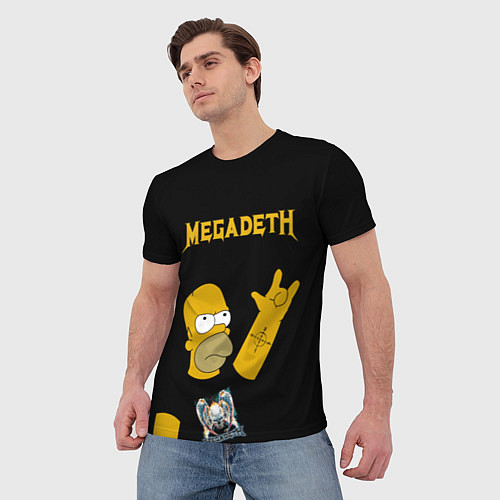 Мужская футболка Megadeth Гомер Симпсон рокер / 3D-принт – фото 3