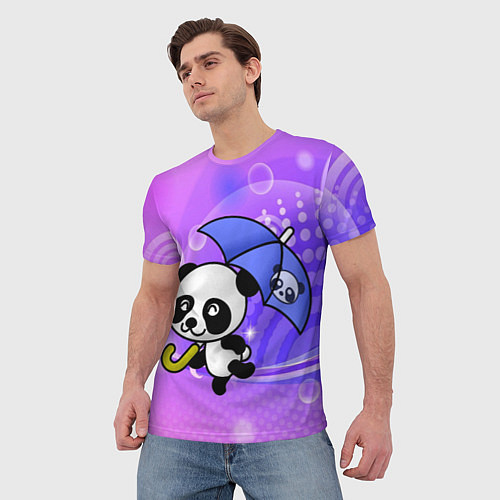 Мужская футболка Панда с зонтиком бежит в гости / 3D-принт – фото 3