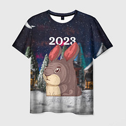 Футболка мужская Забавный кролик 2023, цвет: 3D-принт