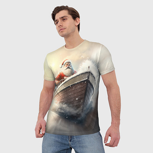 Мужская футболка Дед мороз спешит к детишкам / 3D-принт – фото 3