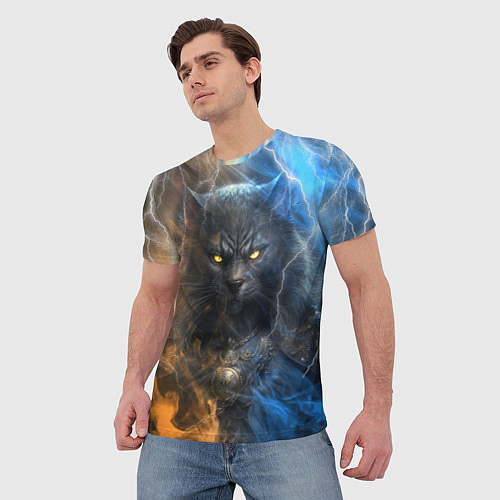 Мужская футболка Брутальный черный кот / 3D-принт – фото 3