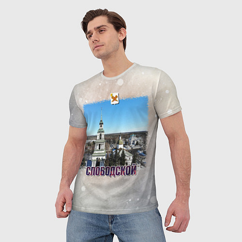 Мужская футболка Слободской - колокольня и Соборная площадь зимой / 3D-принт – фото 3