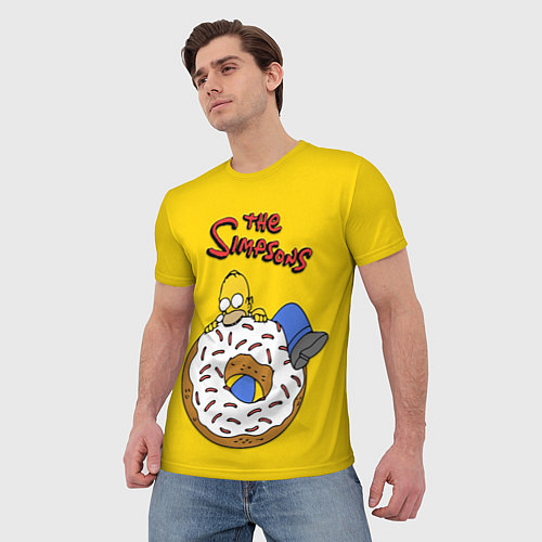 Мужская футболка Гомер Симпсон ест пончик / 3D-принт – фото 3