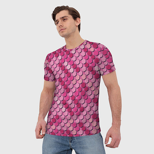 Мужская футболка Розовый камуфляж / 3D-принт – фото 3