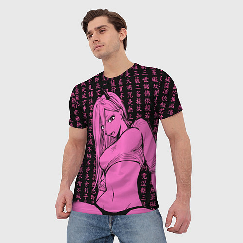 Мужская футболка Человек - бензопила Пауэр в топике / 3D-принт – фото 3