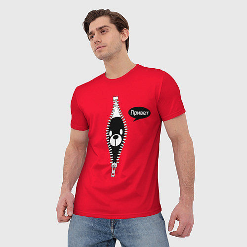 Мужская футболка С мишкой на замочке молнии / 3D-принт – фото 3