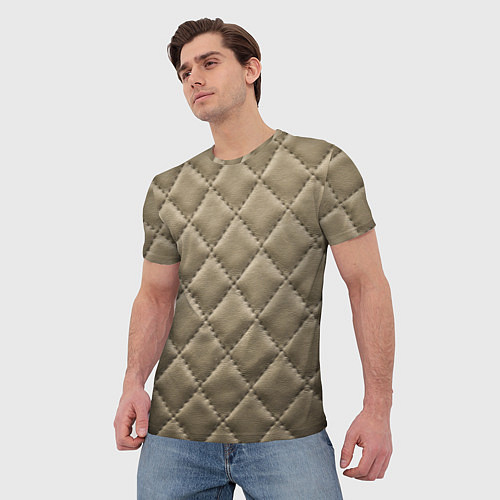 Мужская футболка Стёганая кожа - fashion texture / 3D-принт – фото 3
