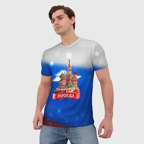 Мужская футболка Москва на фоне флага России / 3D-принт – фото 3