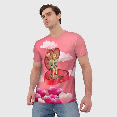 Мужская футболка Амур прикованный к сердцу / 3D-принт – фото 3