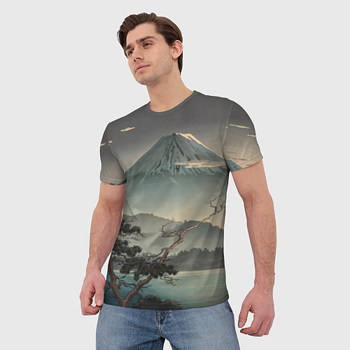 Мужская футболка Великий вулкан Фудзияма / 3D-принт – фото 3