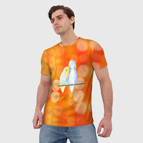 Мужская футболка Пара влюбленных попугаев / 3D-принт – фото 3