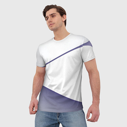 Мужская футболка Абстрактный белый и фиолетовый паттерн / 3D-принт – фото 3