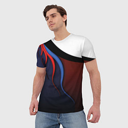 Футболка мужская Синие, красные и белые разводы, цвет: 3D-принт — фото 2