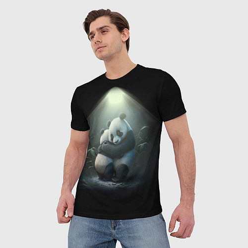 Мужская футболка Панды обнимаются / 3D-принт – фото 3