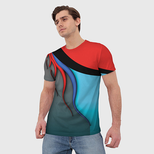 Мужская футболка Разноцветные ручейки / 3D-принт – фото 3