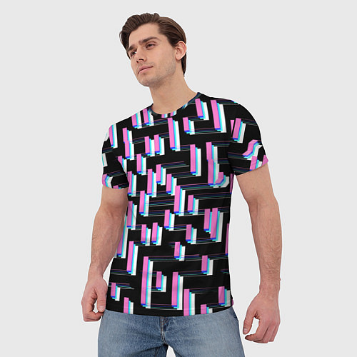 Мужская футболка Паттерн геометрический контрастный / 3D-принт – фото 3