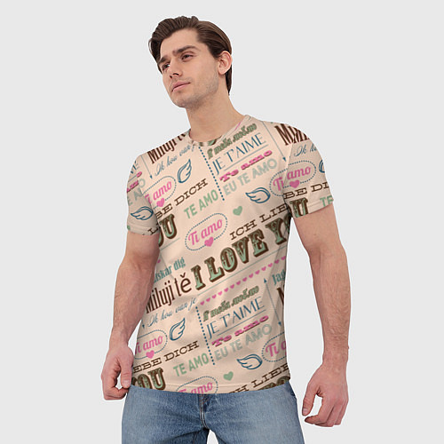 Мужская футболка Ретро дизайн про любовь / 3D-принт – фото 3