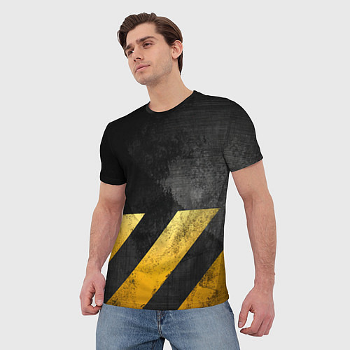 Мужская футболка Желтые предупреждающие полосы / 3D-принт – фото 3
