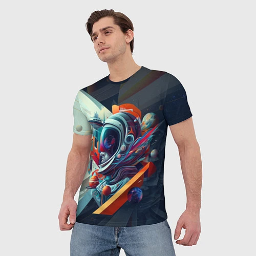 Мужская футболка Космос в стиле кубизма / 3D-принт – фото 3