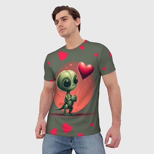 Мужская футболка Влюбленный инопланетянин / 3D-принт – фото 3