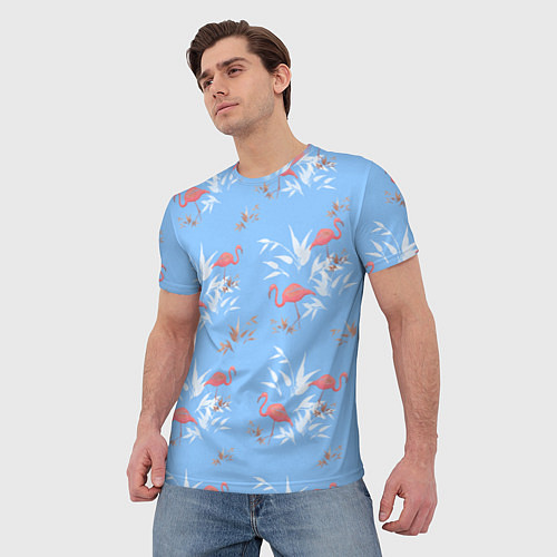 Мужская футболка Паттерн с фламинго / 3D-принт – фото 3