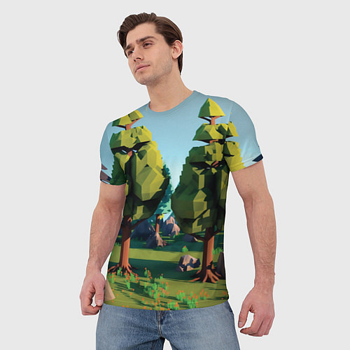 Мужская футболка Воксельный лес / 3D-принт – фото 3