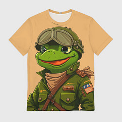 Футболка мужская Лягушонок Пепе лётчик, цвет: 3D-принт