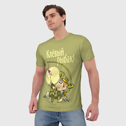Мужская футболка Клёвый весёлый рыбак / 3D-принт – фото 3