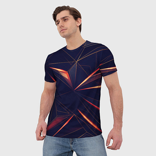 Мужская футболка Темная абстракция треугольники / 3D-принт – фото 3