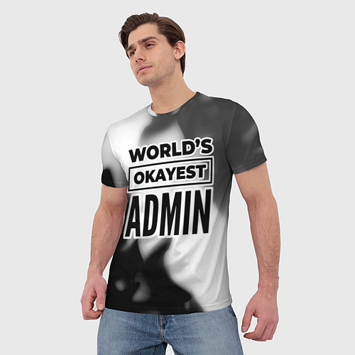 Мужская футболка Worlds okayest admin - white / 3D-принт – фото 3