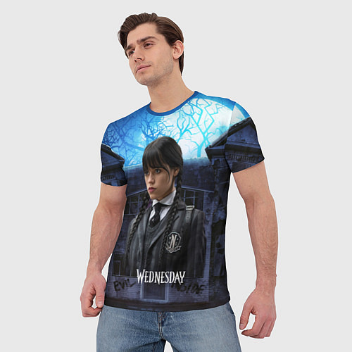 Мужская футболка Уэнсдэй: таинственный замок / 3D-принт – фото 3